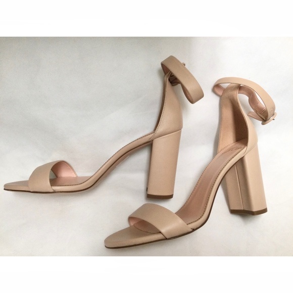 J.Crew Stella Beige Stone Leather Block Heels Ankle strap Sandals High Heel Pump - Picture 12 of 13